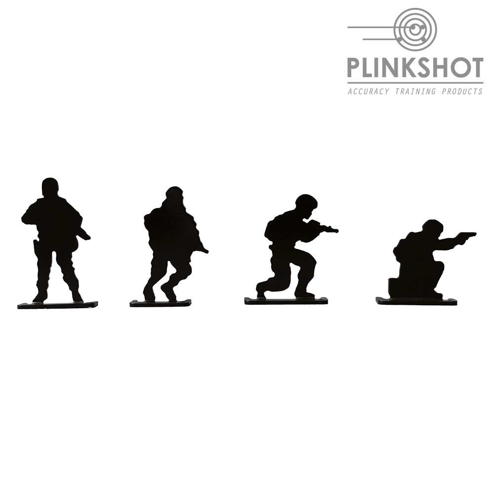 Diana 4 siluetas soldado Plinkshot- espera, corriendo, ofensiva y rodillas